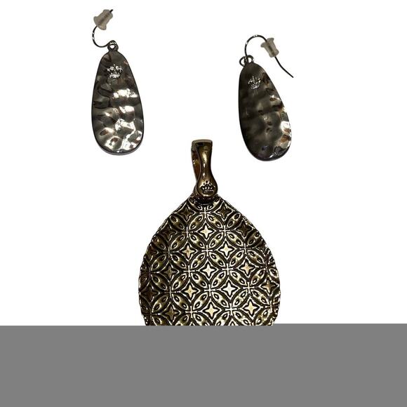 Premier Designs Statement Pendant & Earrings Abalone Rhinestone - Picture 6 of 6
